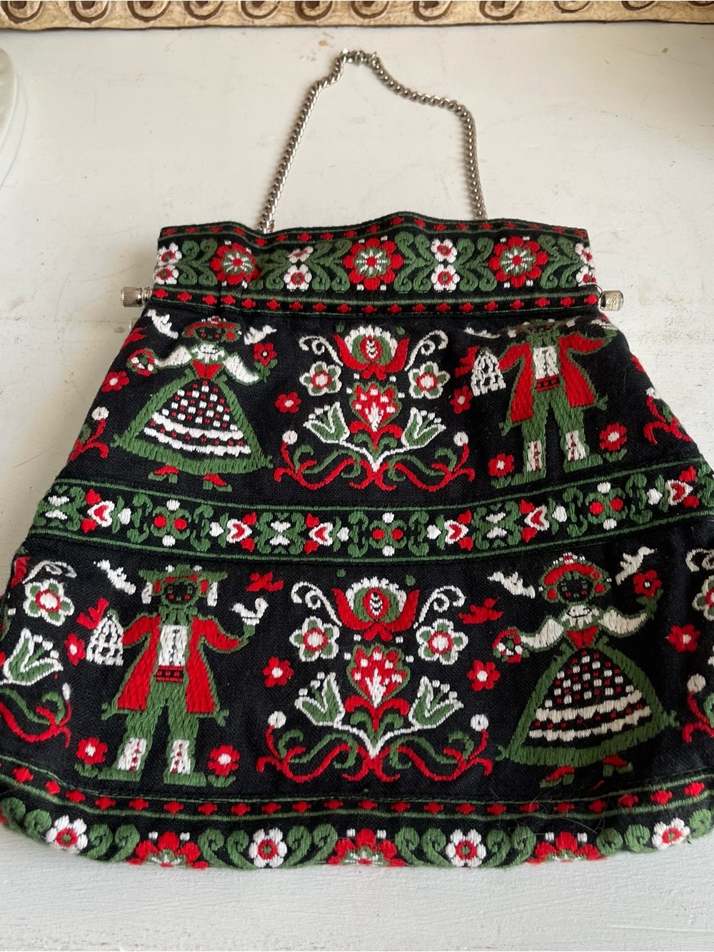 Folk Art Tiroler Webkunst Austrian Tyrolean clutch purse bag